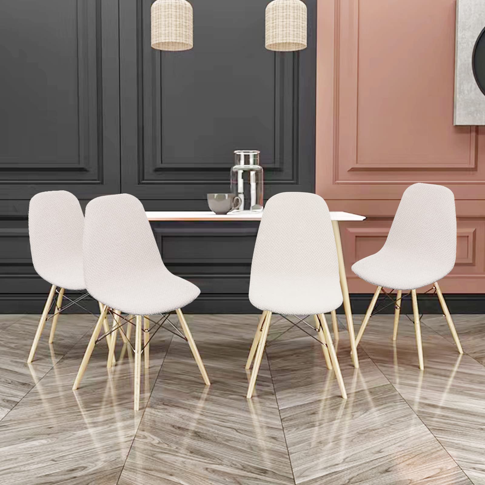 Lydevo Housse de Chaise Scandinave Extensible Lot de 4 Moderne Lavable Universel Couverture de Chaise de Salle à Manger