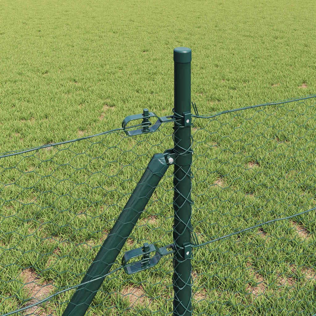 Recinzione in acciaio rivestito in PVC con pali, verde, rotolo da 0,5 x 50 m, griglia robusta per giardino, pollame, protezione durevole