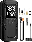 Gonfleur de pneus Portable Air Compresseur, 5X Plus vite Air Pompe pour pneus de voiture avec batterie puissante, 12V DC & Arrêt automatique, 150PSI Pompe à pneus sans fil pour voiture, moto, vélo, boules