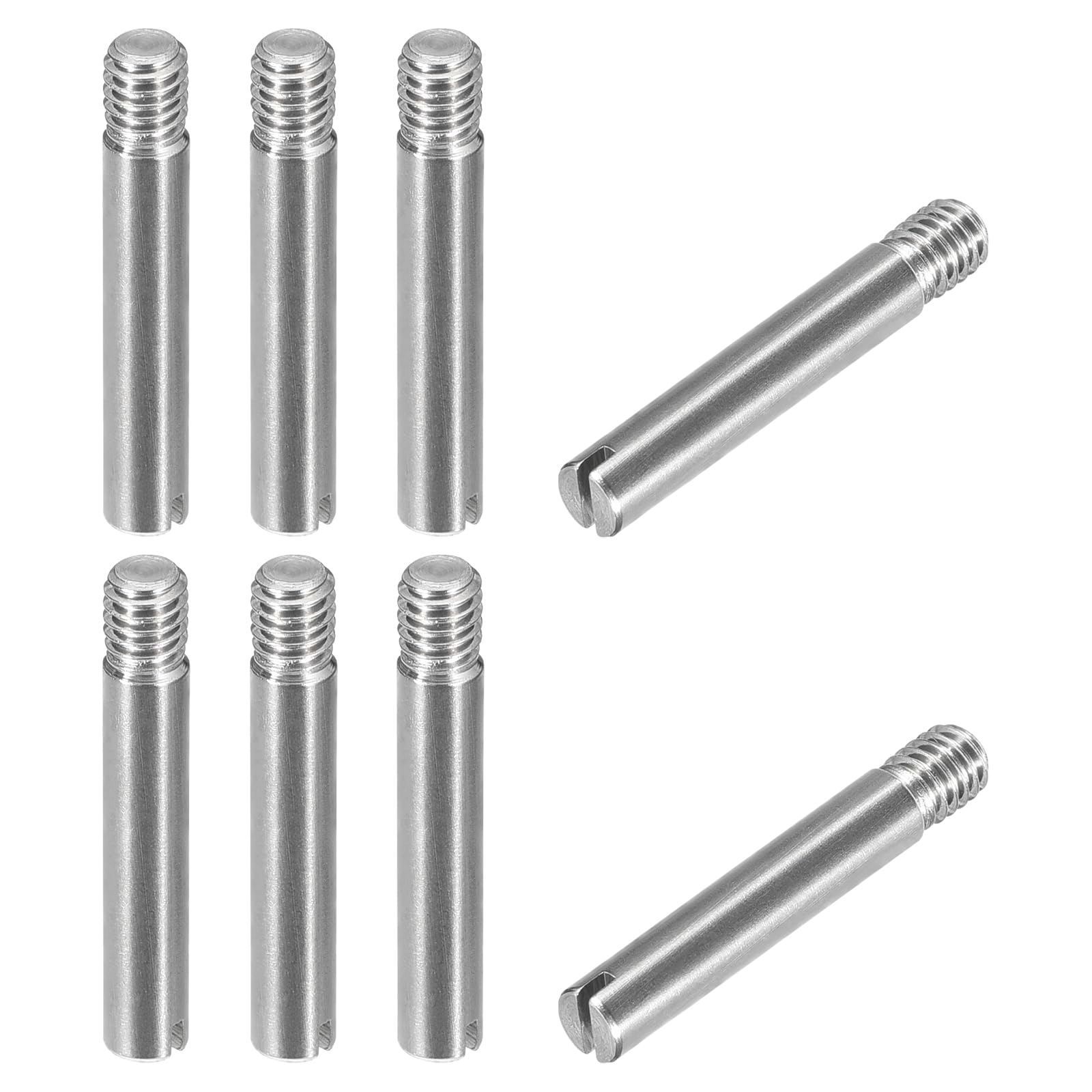sourcing map 8Pcs M4 x 25mm Slotted Cylindrical Pin 304 Stainless Steel Dowel External Thread Locating Pin for Furniture Cabinets