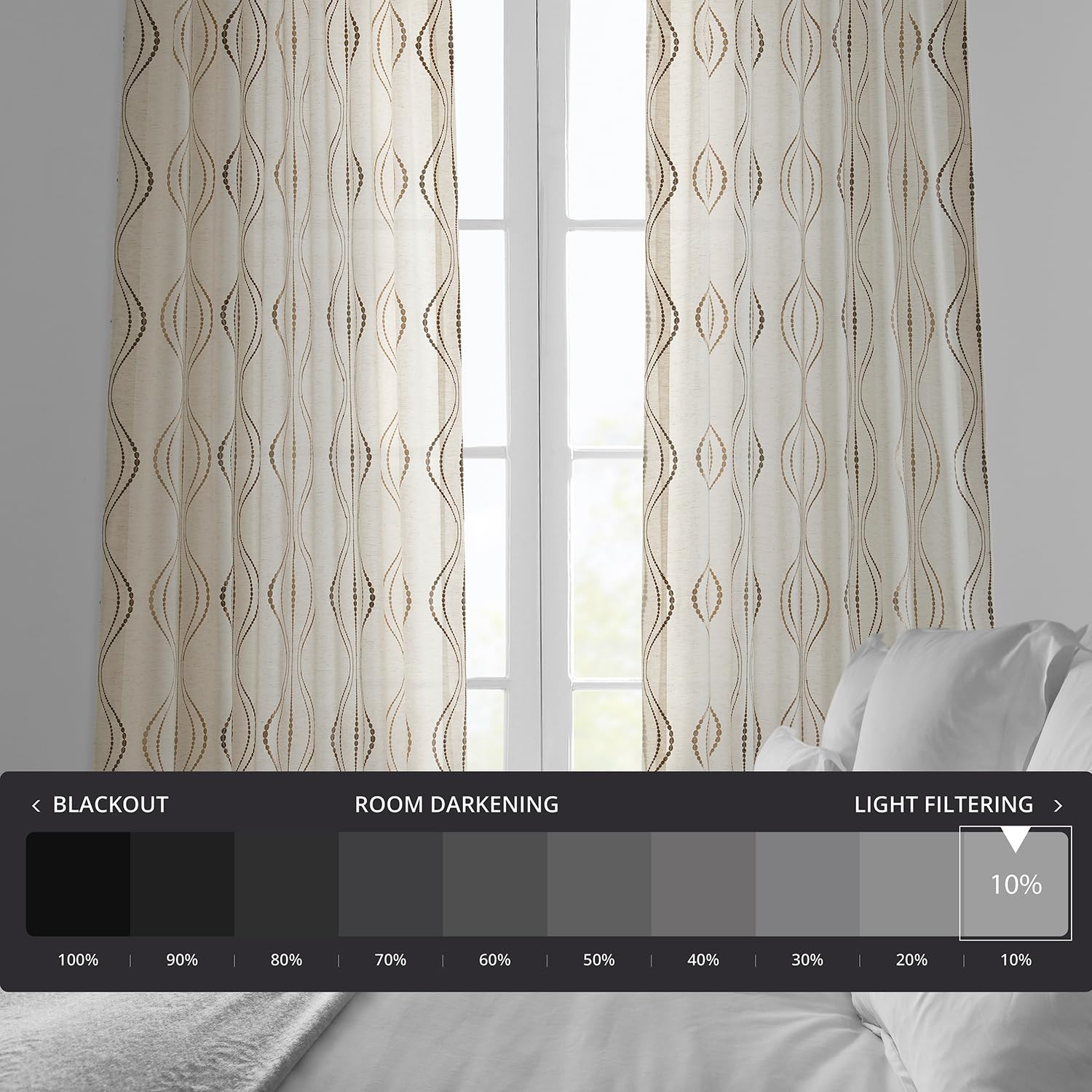 HPD Half Price Drapes Embroidered Linen Sheer Curtains for Living Room 50 X 120 (1 Panel), SHCH-SLWE5296-120, Suez Bronze - Image 2