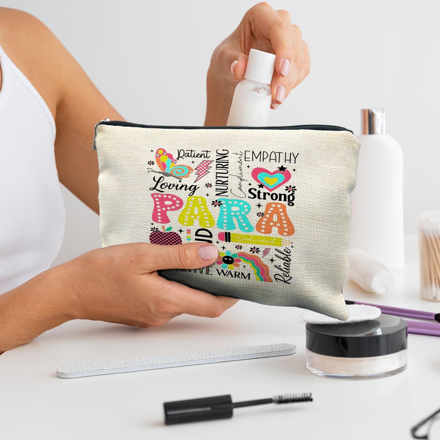 Paraprofessional Appreciation Gifts, Paraprofessional Makeup Bag, Paraprofessional Makeup Cosmetic Pouch image 4