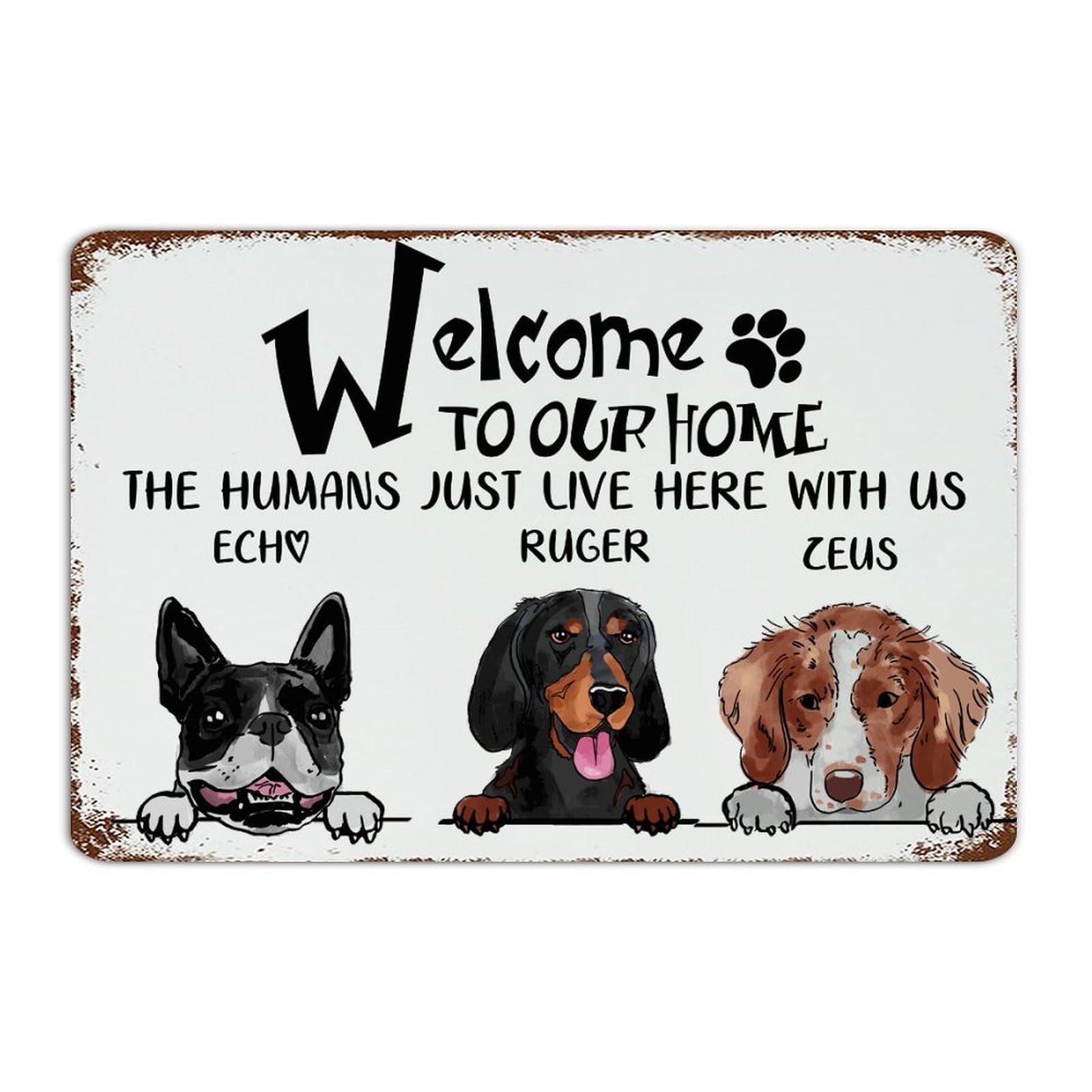 Panneau aluminium extérieur étanche avec message Welcome pour jardin et terrasse