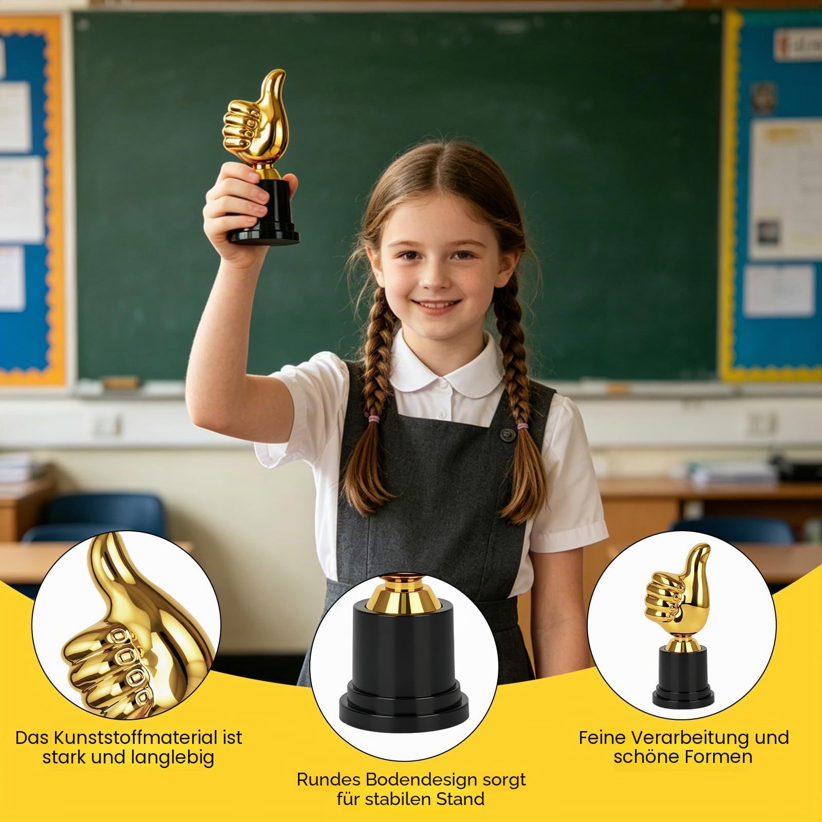 18 Stück Gold Daumen Pokale, Goldener Daumen Trophäe Pokale Mini aus Kunststoff, Mini Finger Skulptur Auszeichnung für Sportfest Sieger Party Preisverleihung Geburtstag
