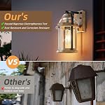 OKELI Dusk à Dawn lumières murales extérieures étanches installations d'éclairage Rustic mur Lanternes avec des nuances de verre clair lumières extérieures (Wood Grain, 1 Pack-12 pouces)