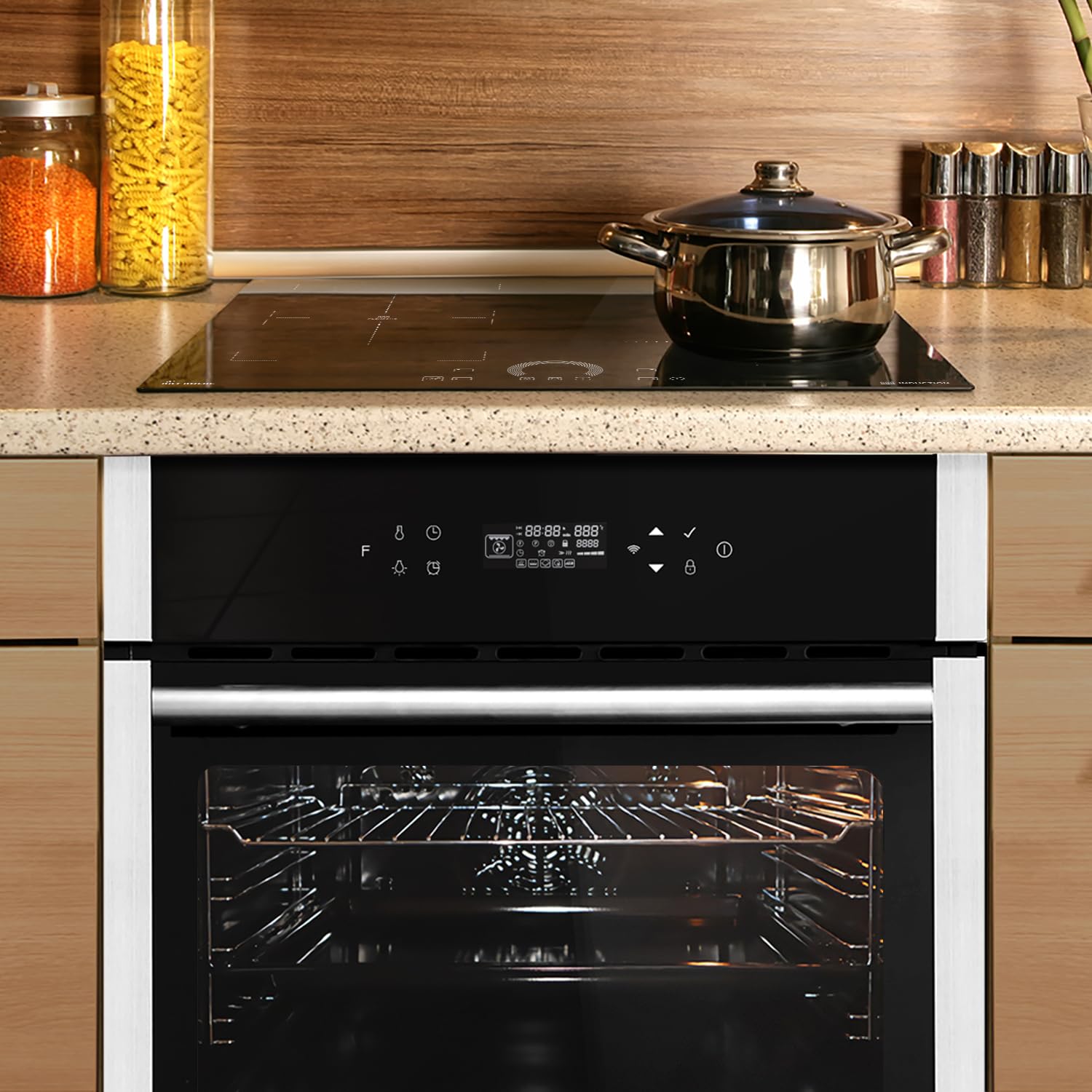 Autarkes Herdset 60cm Einbaubackofen EB8313HC Induktionskochfeld IH85901FZ Pizzafunktion Grill Umluft Heißluft