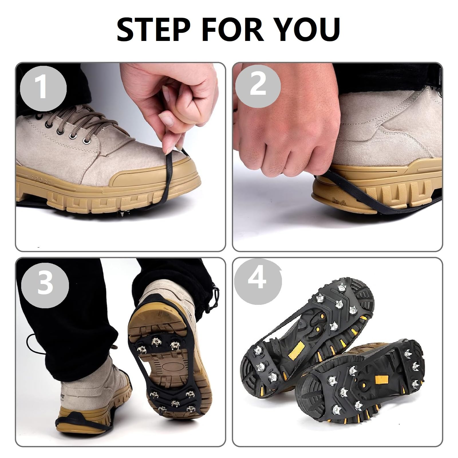 Crampons Antidérapants pour Randonnée, Escalade, Marche - 8 Dents