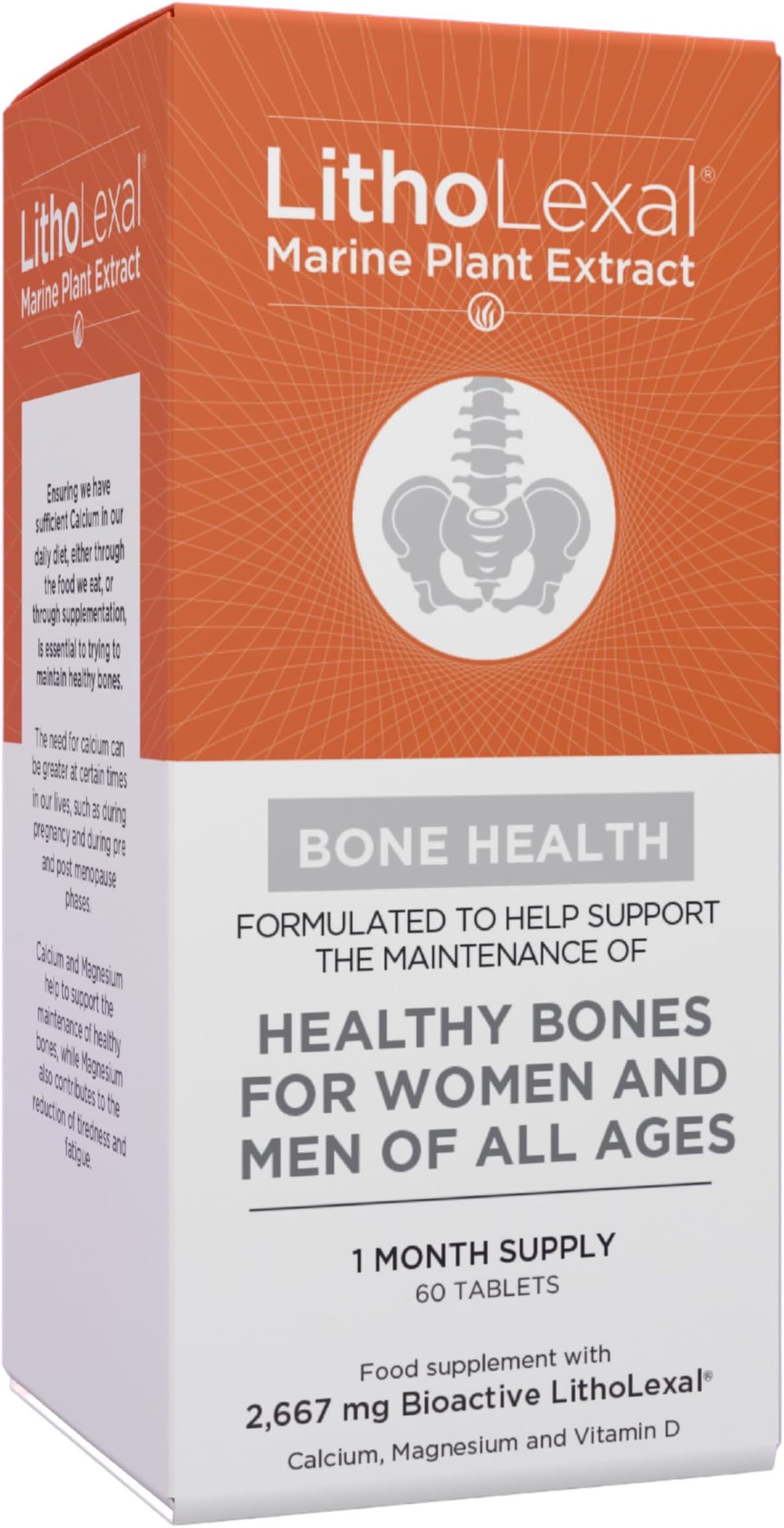 Bone Health 60 Tablets (1 Month Supply) Food Supplement, containing Plant-Based Calcium, Magnesium and Vitamin d