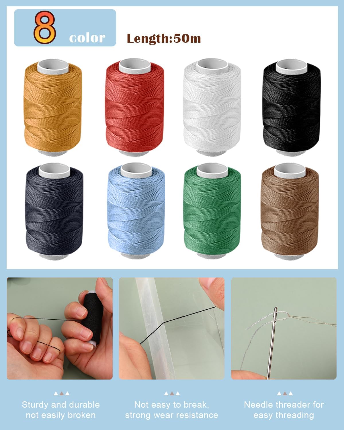 Big Eye Steel Sewing Needles Kit, Stainless Steel Needles for Hand Sewing, 2025 New Sewing Kits, Beginner Sewing Kit, Adequate Needles and Thread, Student Dormitory Sewing Kit (8c-38pcs) - Image 5