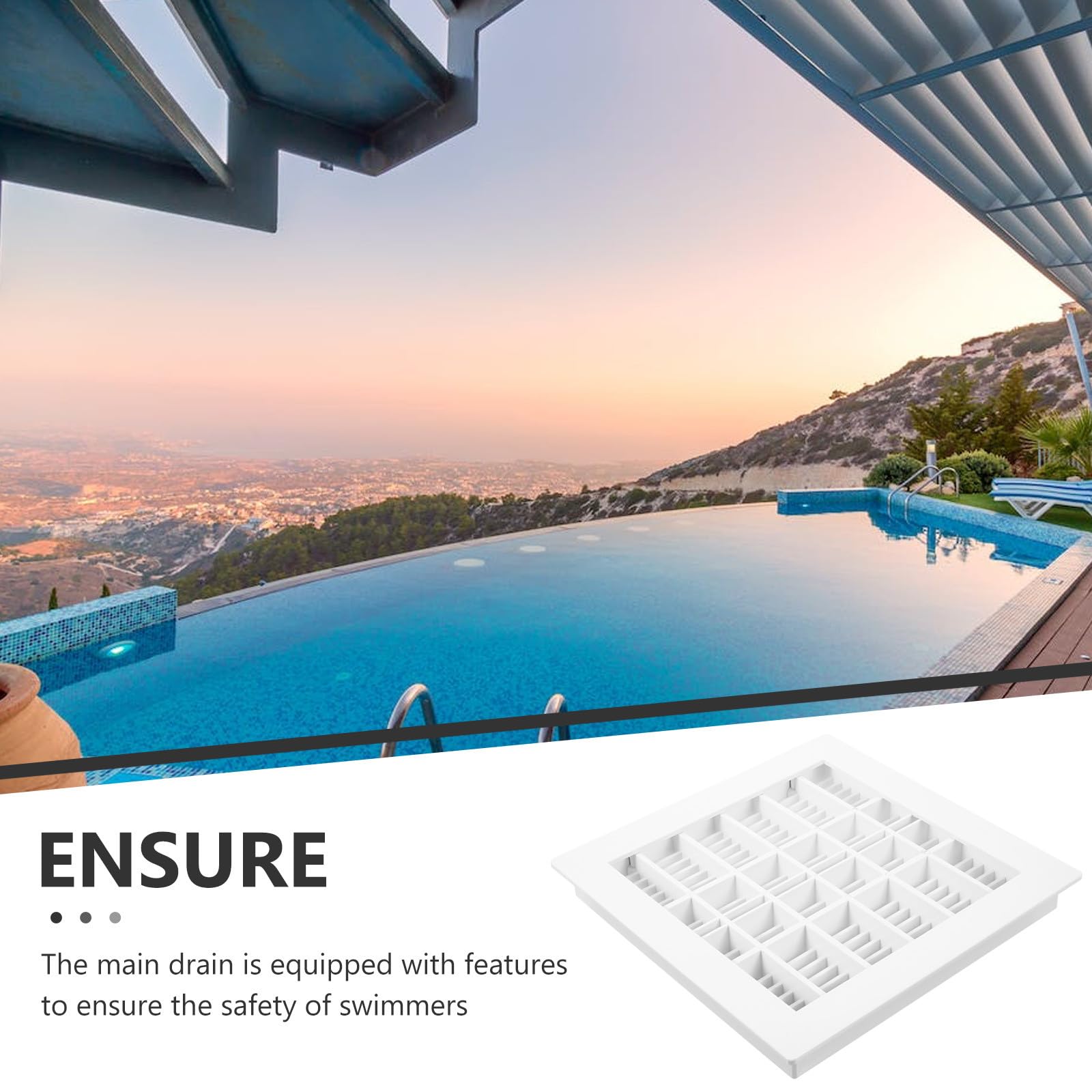 ABOOFAN Tapa de Drenaje Cuadrada para Piscinas 25.2X25.2 CM Plástico Repuesto para Drenaje Principal y Circulación de Agua en Piscinas Desmontables