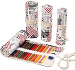 DIYOMR 24/36/72 Slots Crayon Crayons enrouleurs, Artist Colored Crayonnements Roll Up Sac Brosses courtes Trousse Crayonnes Organisateur pour dessiner la coloration et le croquis (Peindre l'encre, 24slots)