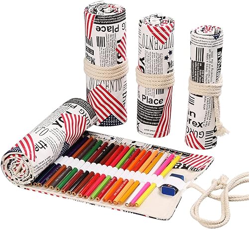 Miniatura 26 de DIYOMR Funda enrollable para lápices de 24/36/72 ranuras, lápices de colores para artistas, bolsa enrollable para lápices de dibujo, pinceles