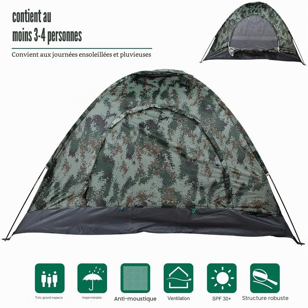 Tente de Camping, Tente de 3-4 Personnes Tentes Dôme Imperméable et Coupe Vent Portable pour Camping Extérieur Randonnée