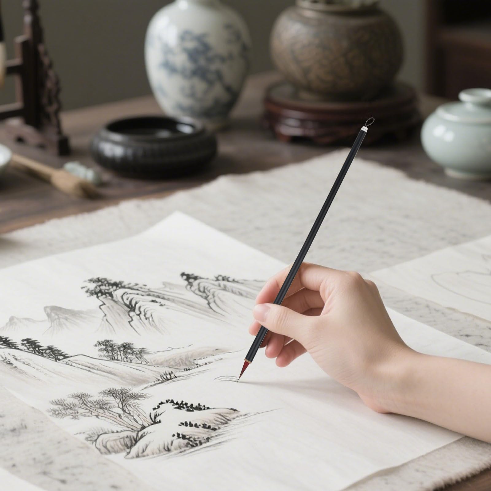 Linkstyle Set di 12 pennelli per calligrafia cinese, dimensioni miste giapponesi, Kanji Sumi, pennelli per pittura a inchiostro per principianti