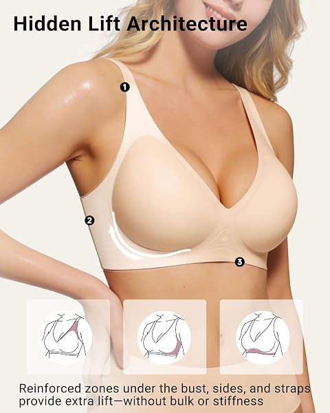 As Fairy 2026 Deep V Wireless Push Up Bras for Women Soft Support Bra with Lift Comfortable T-Shirt Bra for Daily Wear - 3