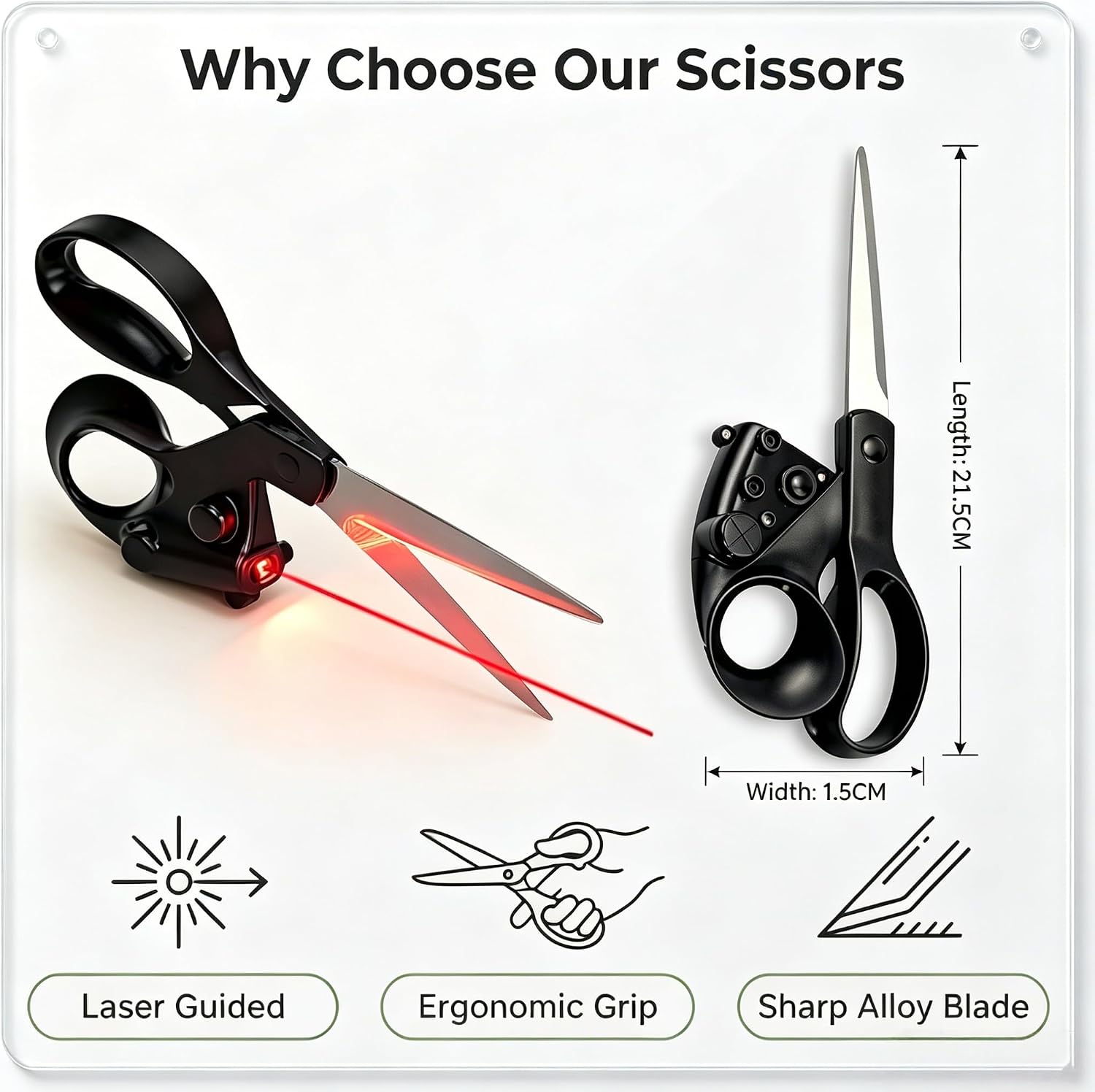 Professional Laser Guided Scissors, Cuts Straight Fast with Precision Laser Guide for Fabric Cutting,Sewing Scissors for Quilting Home Craft Wrapping Gift with Upgraded Ergonomic Handle