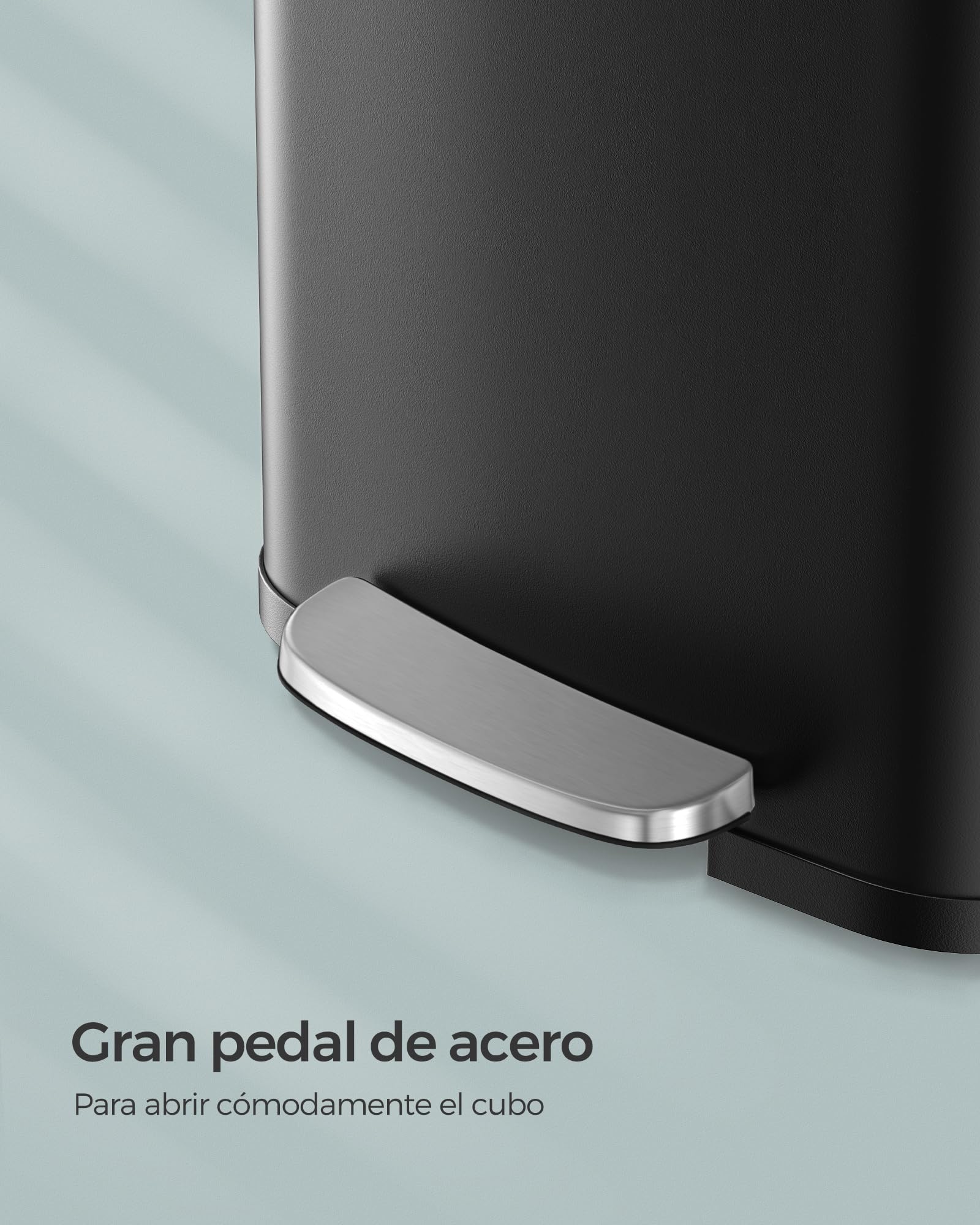 SONGMICS Cubo de Basura de Cocina, 50 L, Cubo de Basura de Metal con Pedal y Tapa, Alto y Grande, Negro LTB530B5002