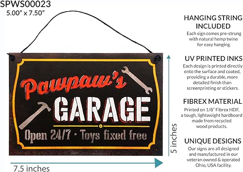 Miniatura 8 de StudioR12 - Letrero de garaje del abuelo  7.5 x 5 pulgadas  Regalo para el abuelo que lo tiene todo  El mejor regalo para el abuelo de parte de su