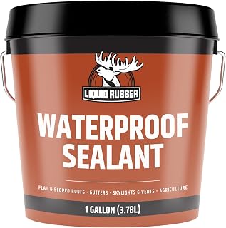 Liquid Rubber Waterproof Sealant 1 Gallon Black - Flexible DIY Coating for Roof Leaks, Flat Roofs, Foundations, Gutters