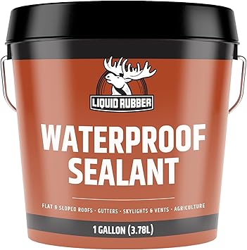 Liquid Rubber Waterproof Sealant DIY Leak Repair Coating for Flat, Metal & Low Slope Roofs, Foundations, Gutters & More Flexible Protective Membrane - Black - 1 Gallon