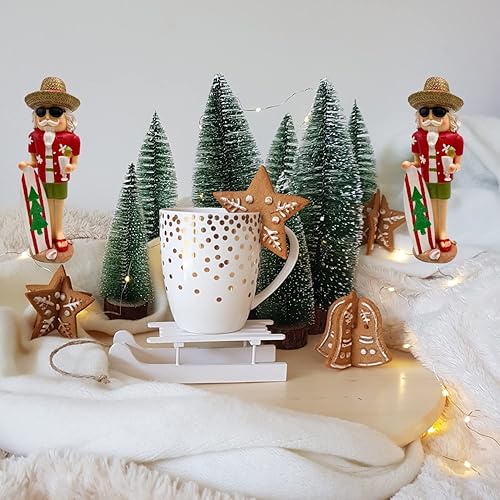 Miniatura 4 de Needzo Tabla de surf de madera Cascanueces de Papá Noel, temática tropical, decoración de mesa de Navidad en la playa, figura coleccionable pintada