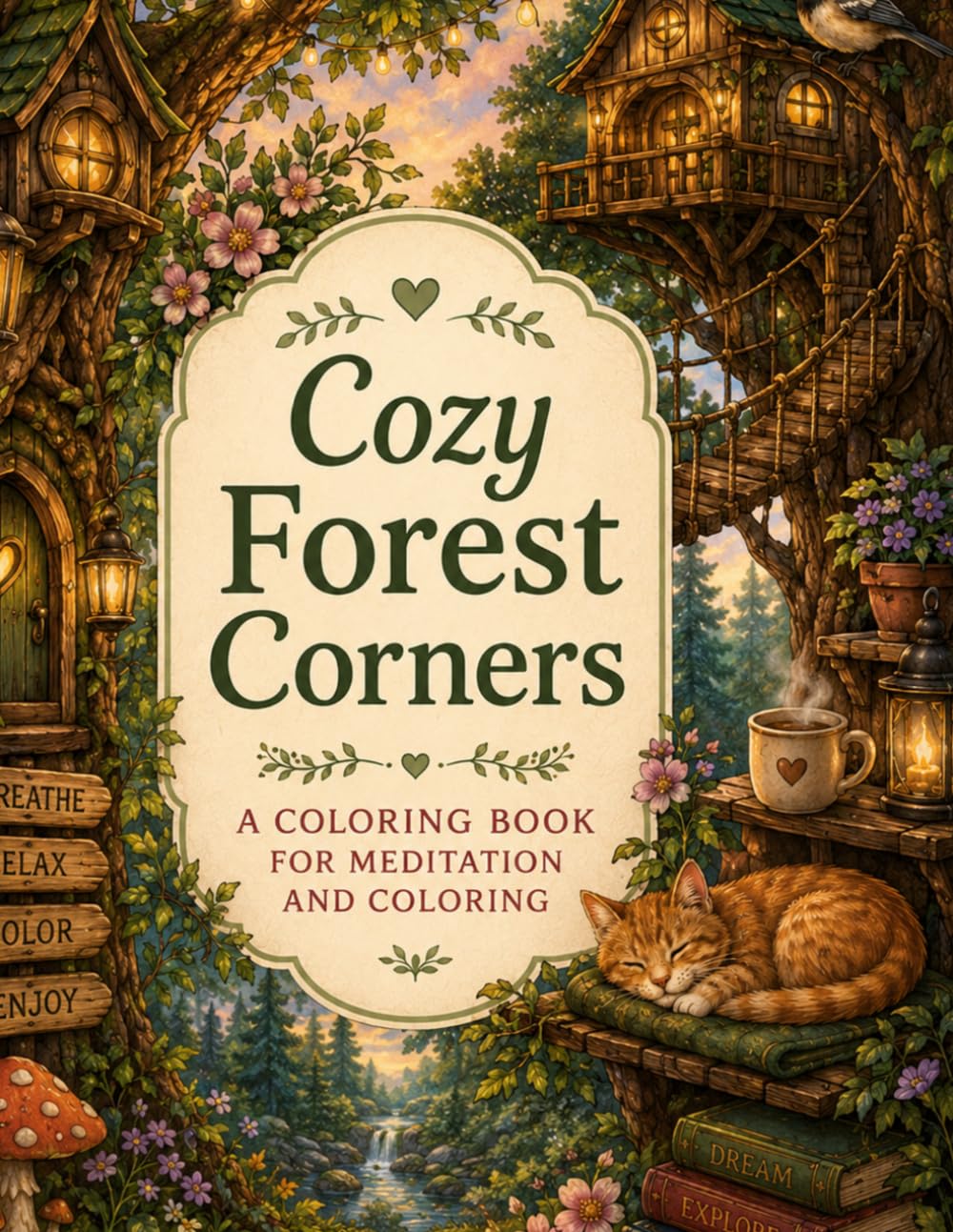Cozy Forest Corners: A Coloring Book for Meditation and Coloring