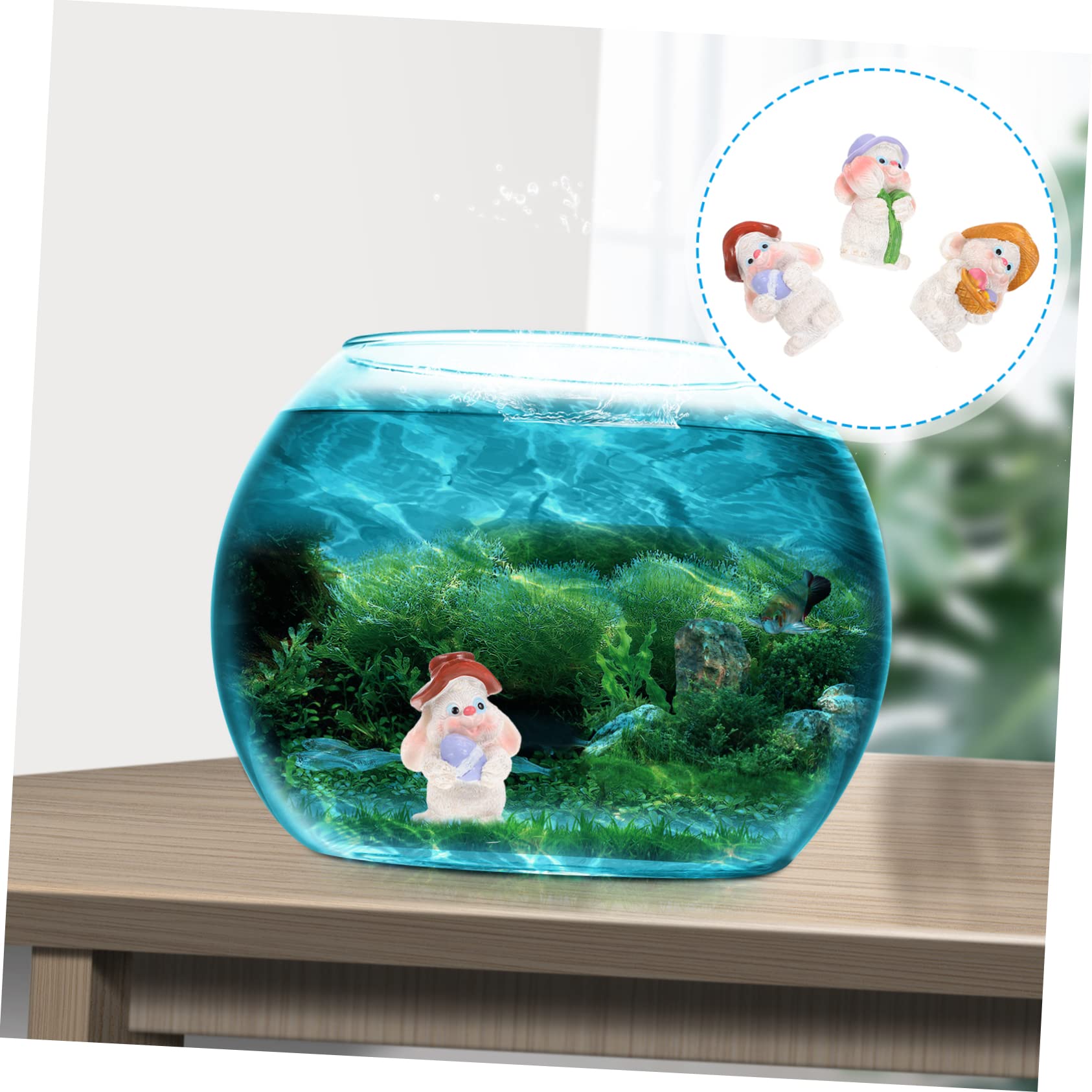FRCOLOR 3pcs fish tank number Easter egg mini planter pots top hat crafts mini animal figurines accessories statue ingredients Easter Statues flowerpot miniature bunny statue decorations - Image 3
