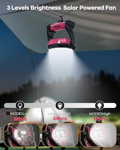 Miniatura 5 de Ventilador de campamento recargable de 30000 mAh con linterna LED, ventilador portátil de exterior alimentado por batería para dormitorio,