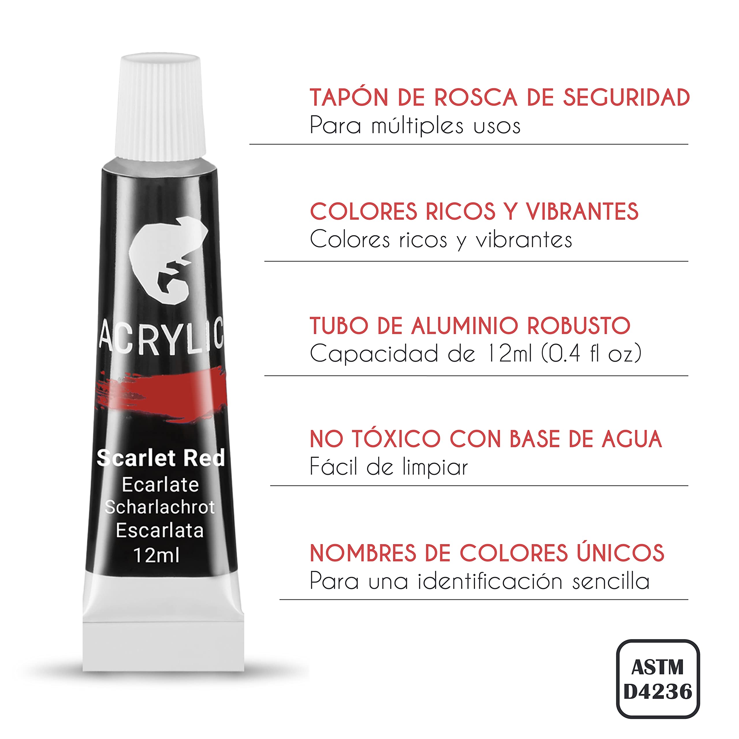 Kit Pintura con 34 piezas - 24 Tubos de Pintura Acrilica, 6 Pinceles Pintura, Lienzo para Pintar 24x30cm, 1 Caballete Pintura, Espátula y Paleta Pintura