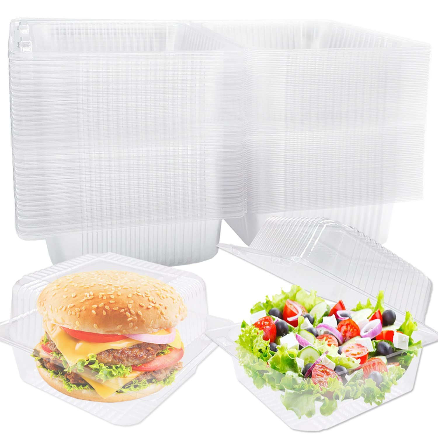 Buy 100 Pack Clear Plastic Take Out Containers,Square Hinged Food