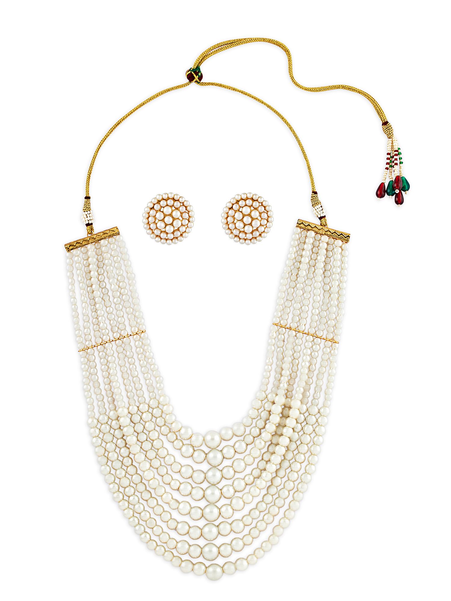 ZAVERI PEARLS White Pearls Beaded Multistrand Statement Choker Necklace & Earring Set For Women-ZPFK17227 (B0CSSW7FZ9) Amazon Price History, Amazon Price Tracker