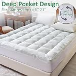 oaskys Full Size Mattress Topper - Cooling Extra Thick Viscose Made from Bamboo Mattress pad - Soft Breathable Quilted Fitted Mattress Cover with 900 GSM Down Alternative Fill
