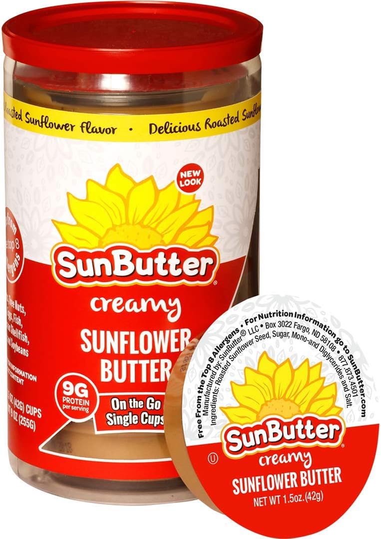 SunButter® Creamy Sunflower Seed Butter To Go Cups (36 Cups): Gluten-Free, Vegan Butter Rich in Plant-Based Protein, Ideal for Healthy Snacks, Sandwiches, Cooking, Baking, and More