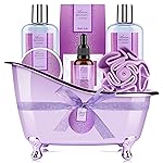 Bath Sets for Women Gift, Bath and Body Gifts Set, Lavender Spa Gift for Self Care Includes Body Lotion, Shower Gel, Bath Salts, Relaxing Bath Sets for Mom, Grandma, Girlfriend, Sister, Friends