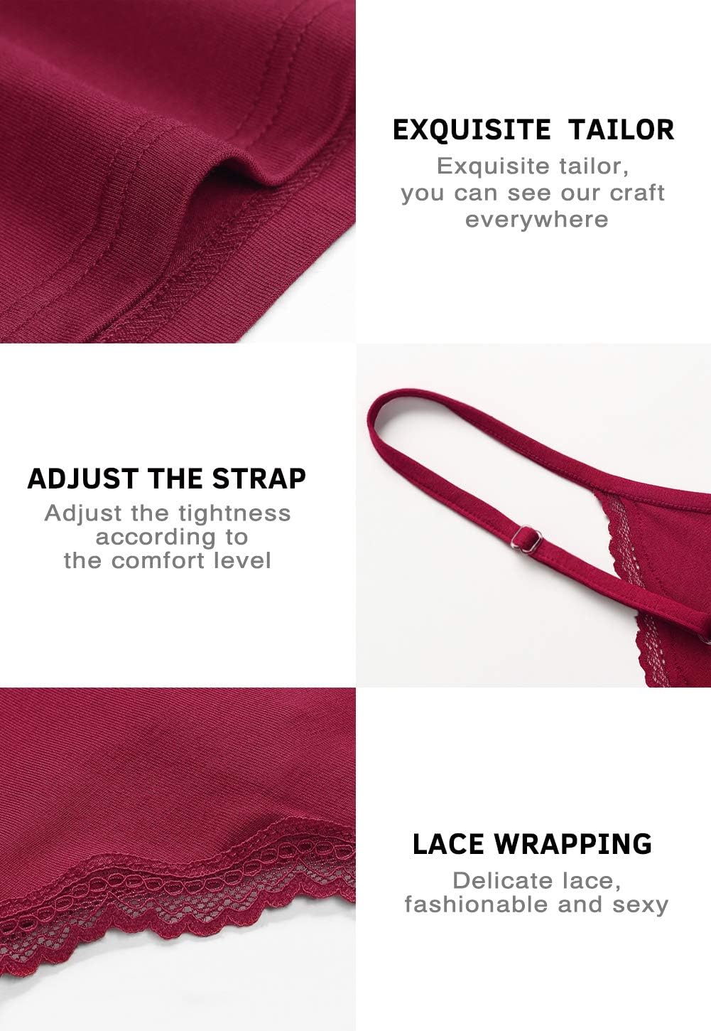 Rosyline V Neck Camisoles for Women Adjustable Lace Cami Undershirt Spaghetti Strap Lace Tank Tops - Image 5