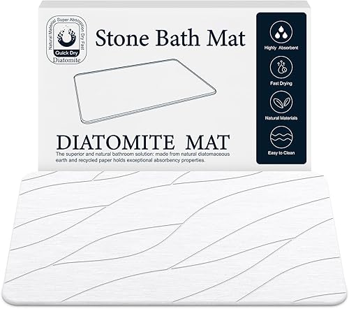 Closefriend Tapete de baño de piedra de diatomita, tapete de baño de secado rápido, piedra, tierra de diatomeas, antideslizante, absorbente, de