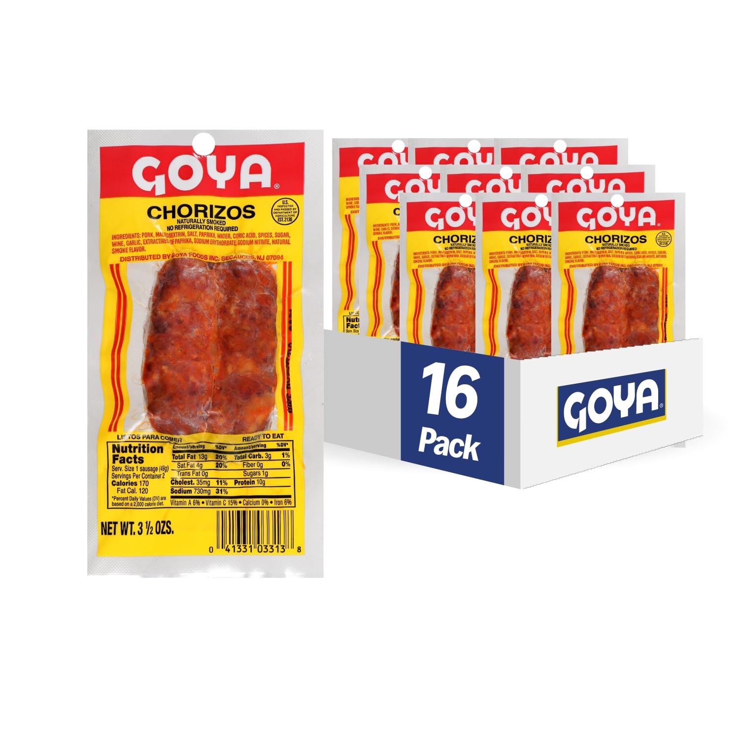 Goya Foods Chorizo, 3.5 Ounce (Pack of 16)