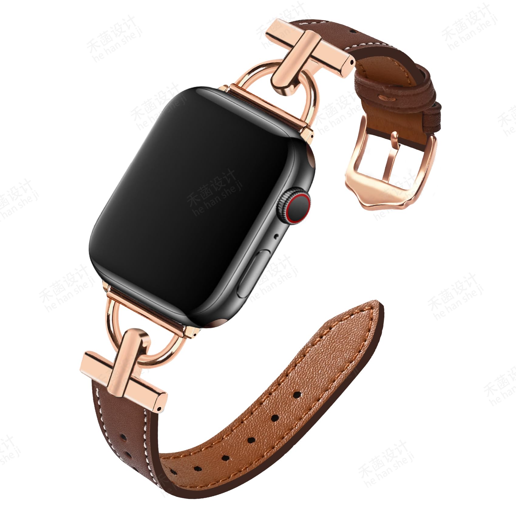 Designer Leather Bands Compatible with Apple Watch Band 38mm 40mm 41mm 42mm 44mm 45mm 49mm Women Men,Luxury Noble Dressy Leather Strap with D-Shape Metal Buckle for iWatch Ultra SE & Series 8 7 6 5 4 3 2 1