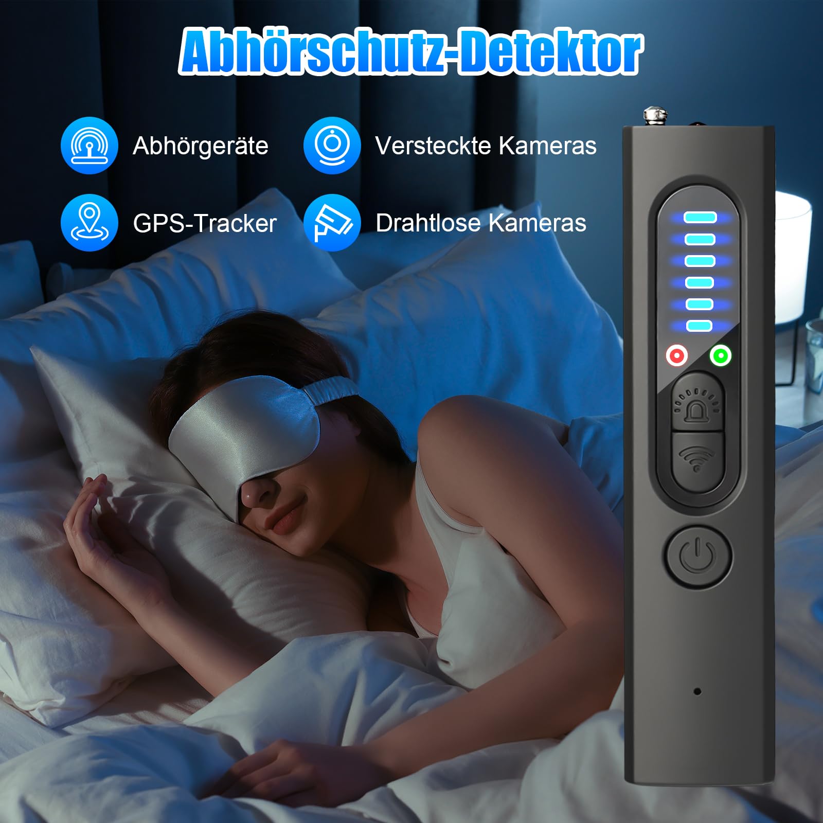 Détecteur de Caméra Cachée 4 en 1 – Détecteur de Micro Espion, GPS Tracker, Détecteur RF sans Fil, 5 Niveaux de Sensibilité, Alarme de Sécurité pour Maison, Bureau, Hôtel