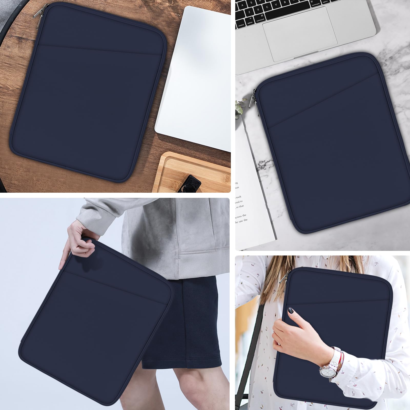 MoKo 13 Pouces Sacoche pour Tablette avec Poche | Housse de transport pour tablette compatible avec iPad Air M4, iPad Pro M5, Mac Neo (A18 Pro), Indigo