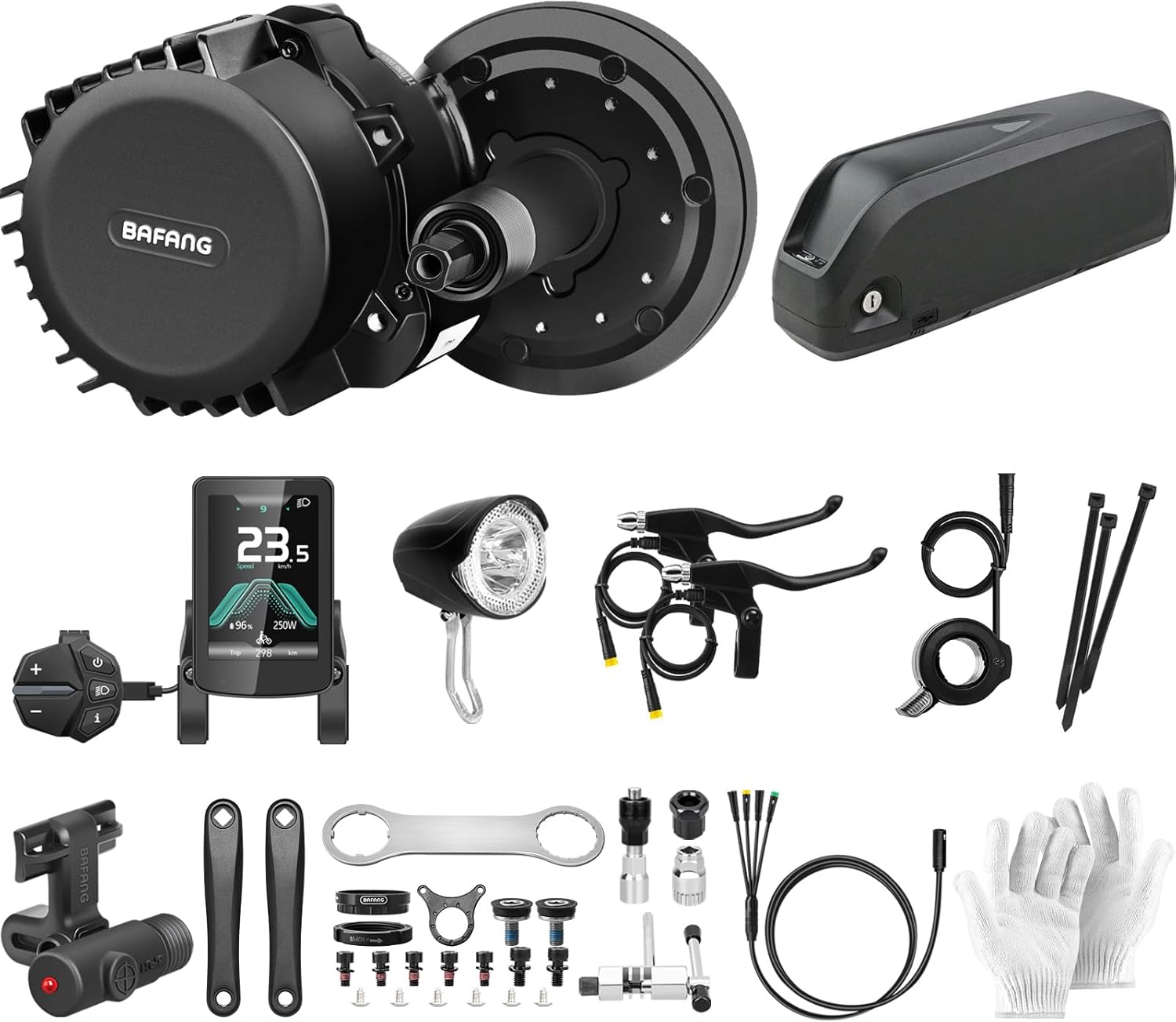 Bafang 1000W 48V Central Motor with BBS03 Battery Conversion Kit with 3.5" G1 Display, 48V 19.2Ah Battery and Battery Charger