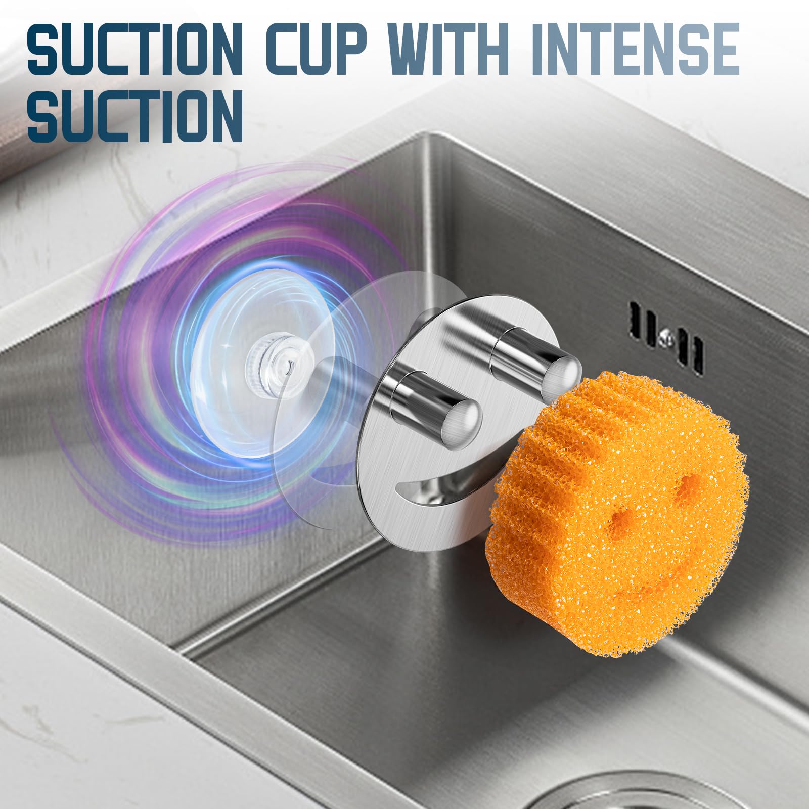 Yoshiky Stainless Steel Smiley Face Dish Sponge Holder, Silver Sink Caddy Organizer Storage with Suction Cup for Kitchen, Rv Apartment Kitchen Accessories Decor Scrubber-Silver