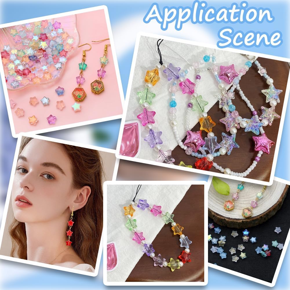 1 Box 120Pcs Red Star Glass Beads with Holes Crystal Lampwork Pentagram Shiny Gold Sand Loose Spacer Charm Bead Bulk for Jewelry Making Earrings Bracelets Necklaces Decor DIY Craft Supply - Image 4