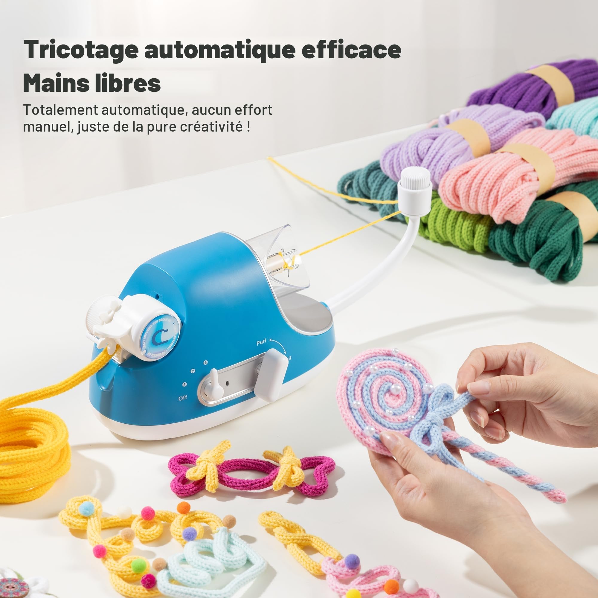 Caydo Tricotin Automatique Pro, Machine à Tricoter Électrique | Tricotin Mécanique, Moulin à Tricoter, Tricotin Puissant à Vitesse Réglable, Très Efficace pour Cordons Décoratifs, Breveté