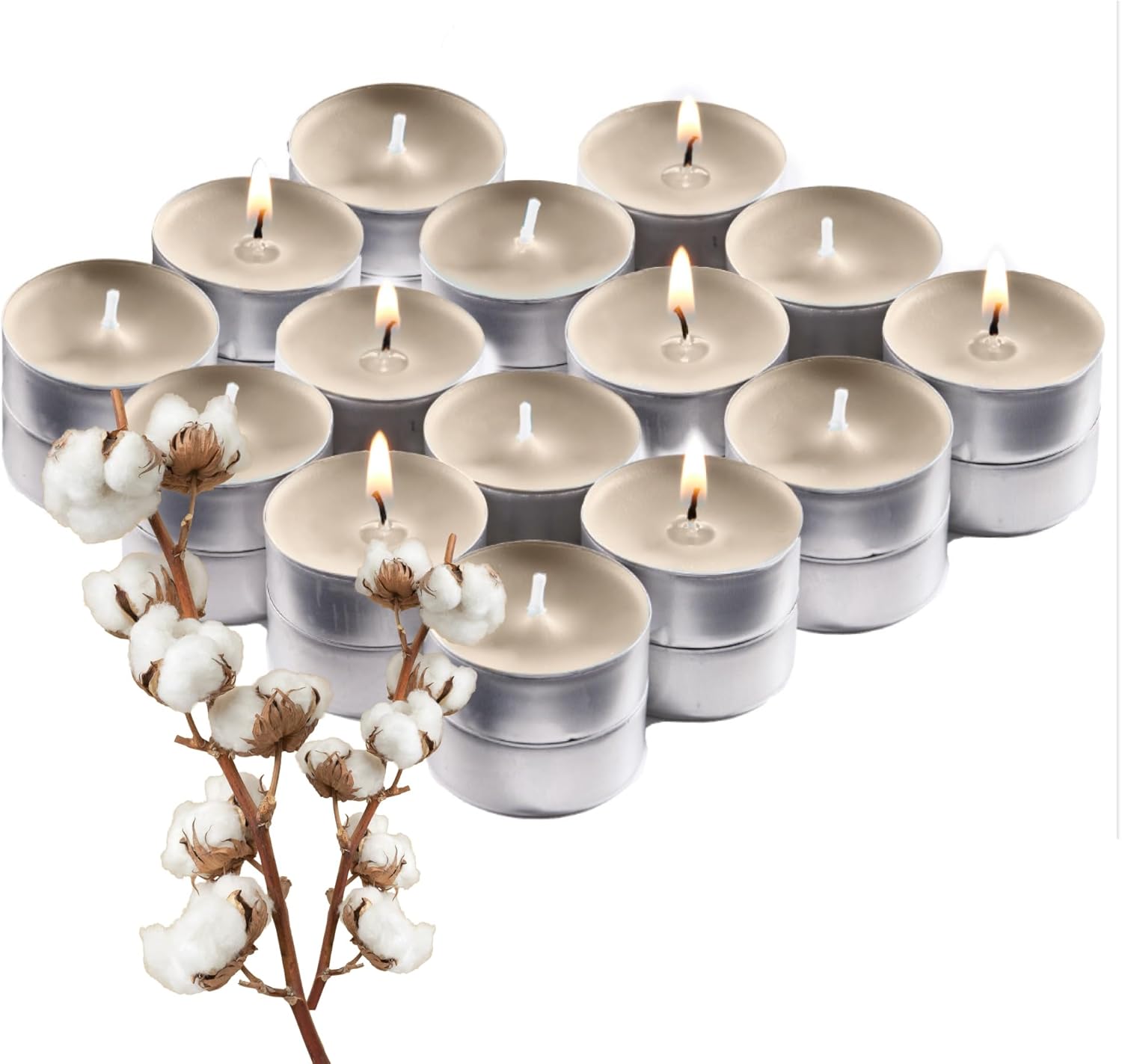 Beige Scented Tealight Candles – Pack of 30 Scented Tea Light Candles with Long Lasting Aromas – Cotton Blossom Fragranced Beige Tealight Candles – 4 Hour Burn Time