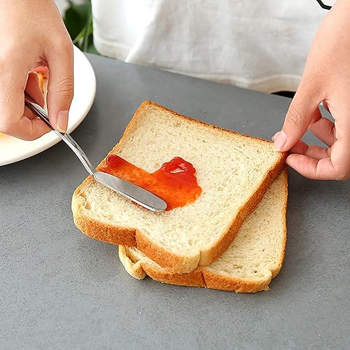 Miniatura 5 de VANRA Juego de cuchillos esparcidores de queso, 4 piezas, cuchillo de mantequilla de acero inoxidable, sándwich, condimento, mermelada, pan, crema,