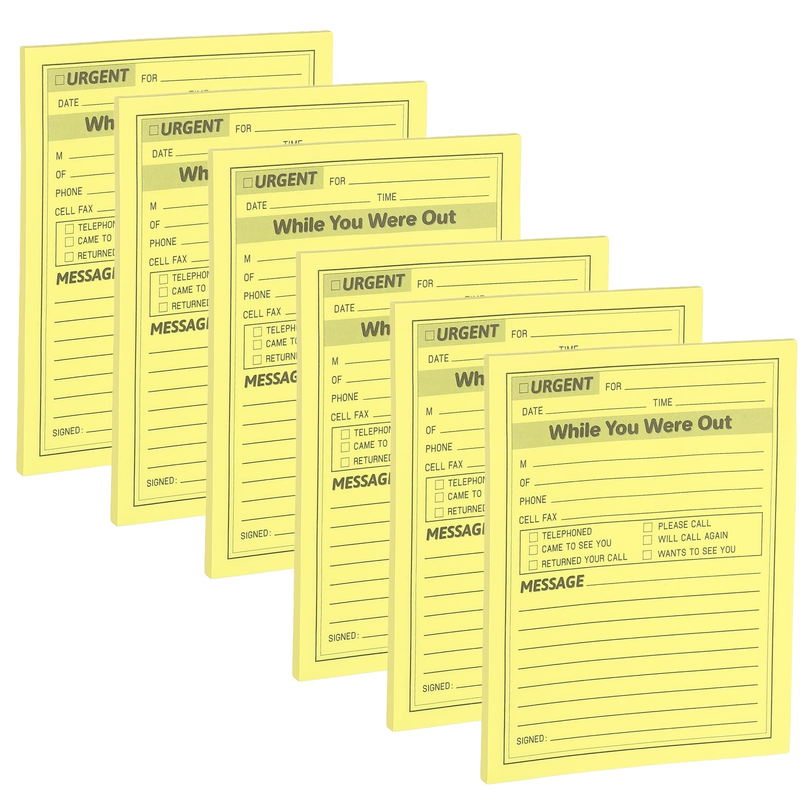 PATIKIL 6 Pack While You were Out Message Pad, 4.25 x 5.5 Sticky Notes Notepads 50 Sheets Per Pad Memo Phone Message Pads for Office, Yellow