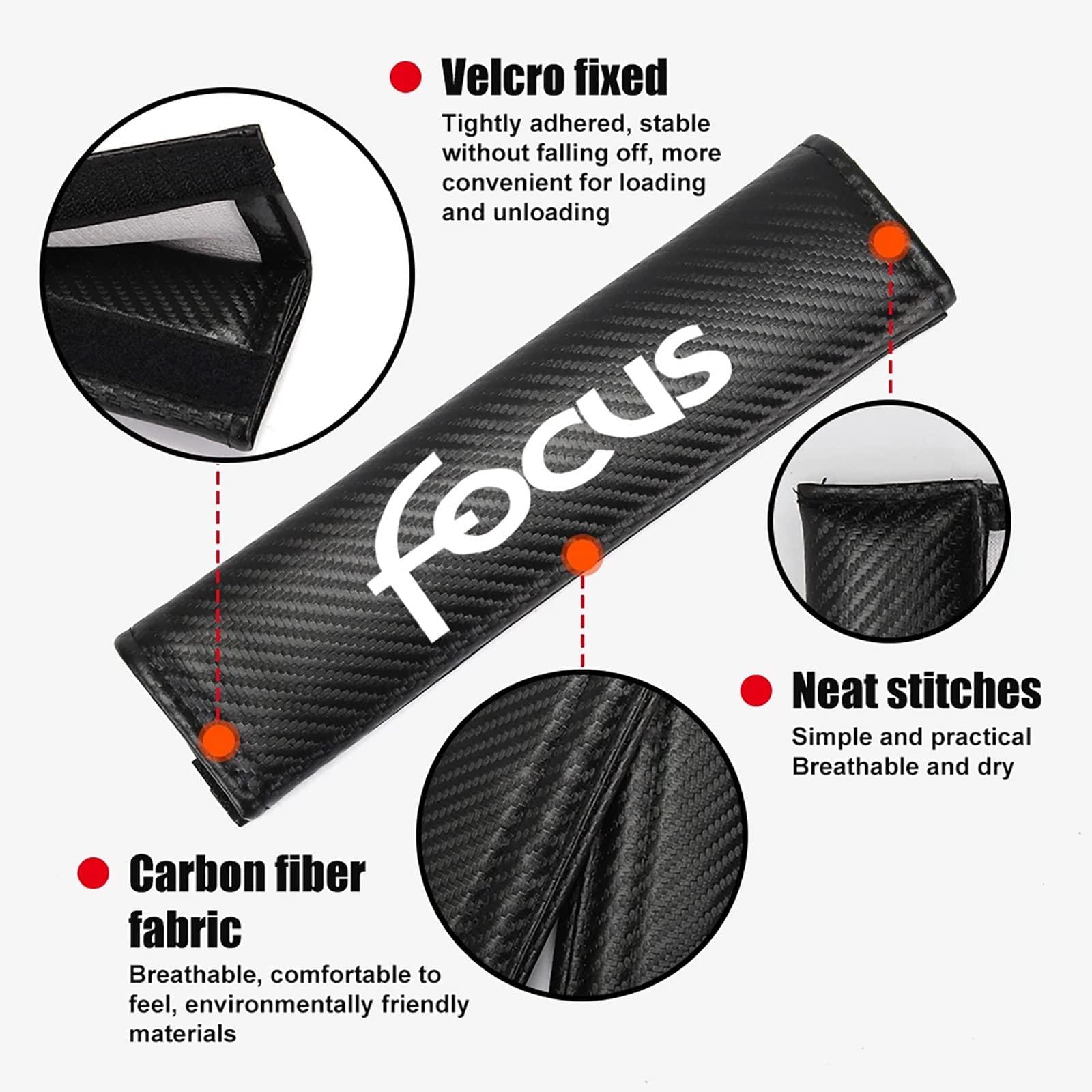 EAGLEG 2 Pezzi Imbottiture Per Cintura Di Sicurezza Per Ford Focus – Proteggi Spalla In Fibra Di Carbonio, Comfort Per Guida, Accessori Interni Auto - 2