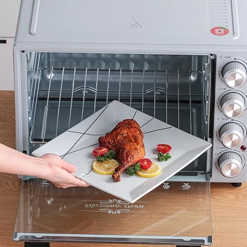 Miniatura 5 de DOMINI Juego de vajilla de cerámica de 12 piezas, servicio para 4, vajilla de porcelana cuadrada con platos llanos, platos de postre y cuencos para