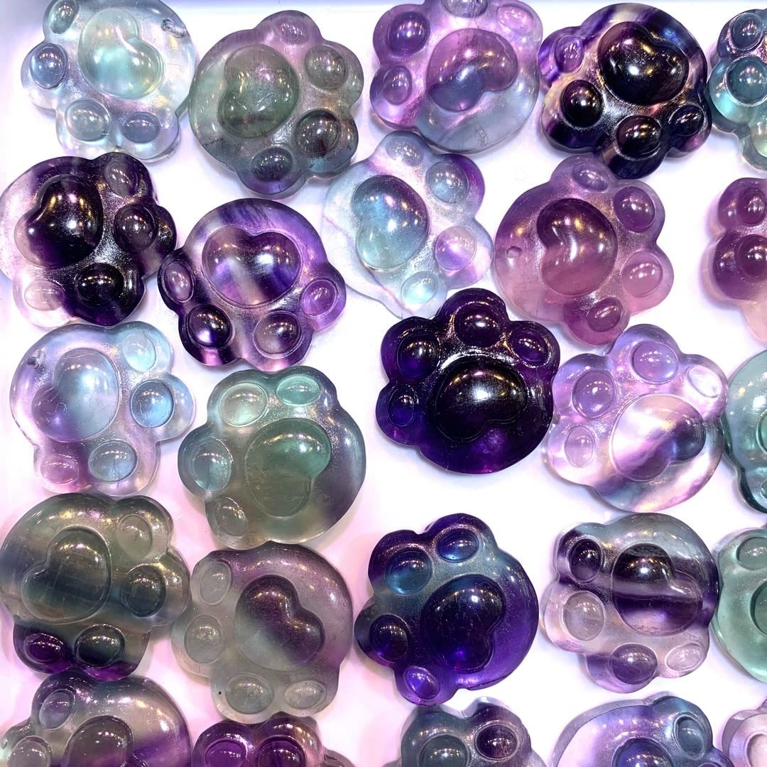 XUQULI gemstones for decoration Natural Polished Blue Purple Fluorite Crystal Mini Bear's Paw Stone Specimen Healing Home Decor Crystals Aura Chakra Crystal